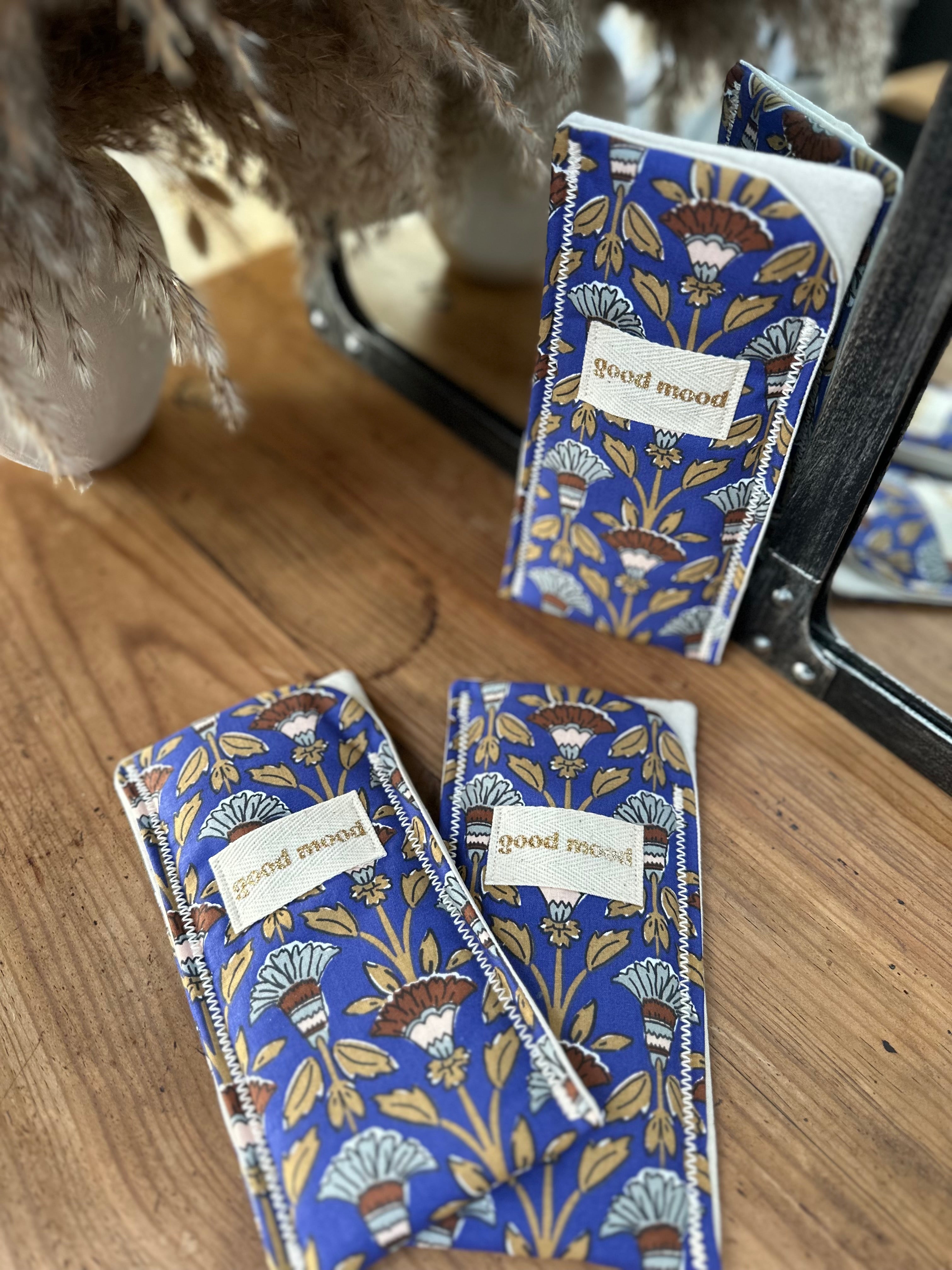Etui à lunettes Indie Bleu/Ecru