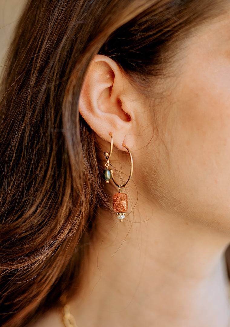 Mini créoles Alba - Perles d'eau douce grise (unité)