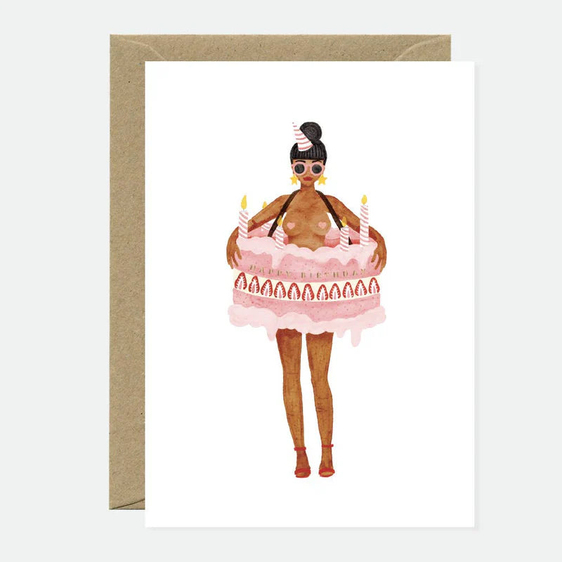 Card - Girl in a Cake