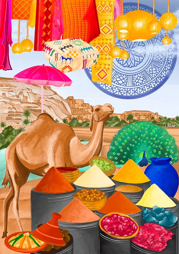 Affiche patchwork du Maroc