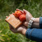 Exfoliating soap with biscornu apricot