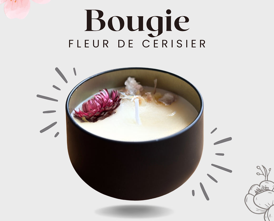 Bougie florale artisanale/ Fleur de cerisier