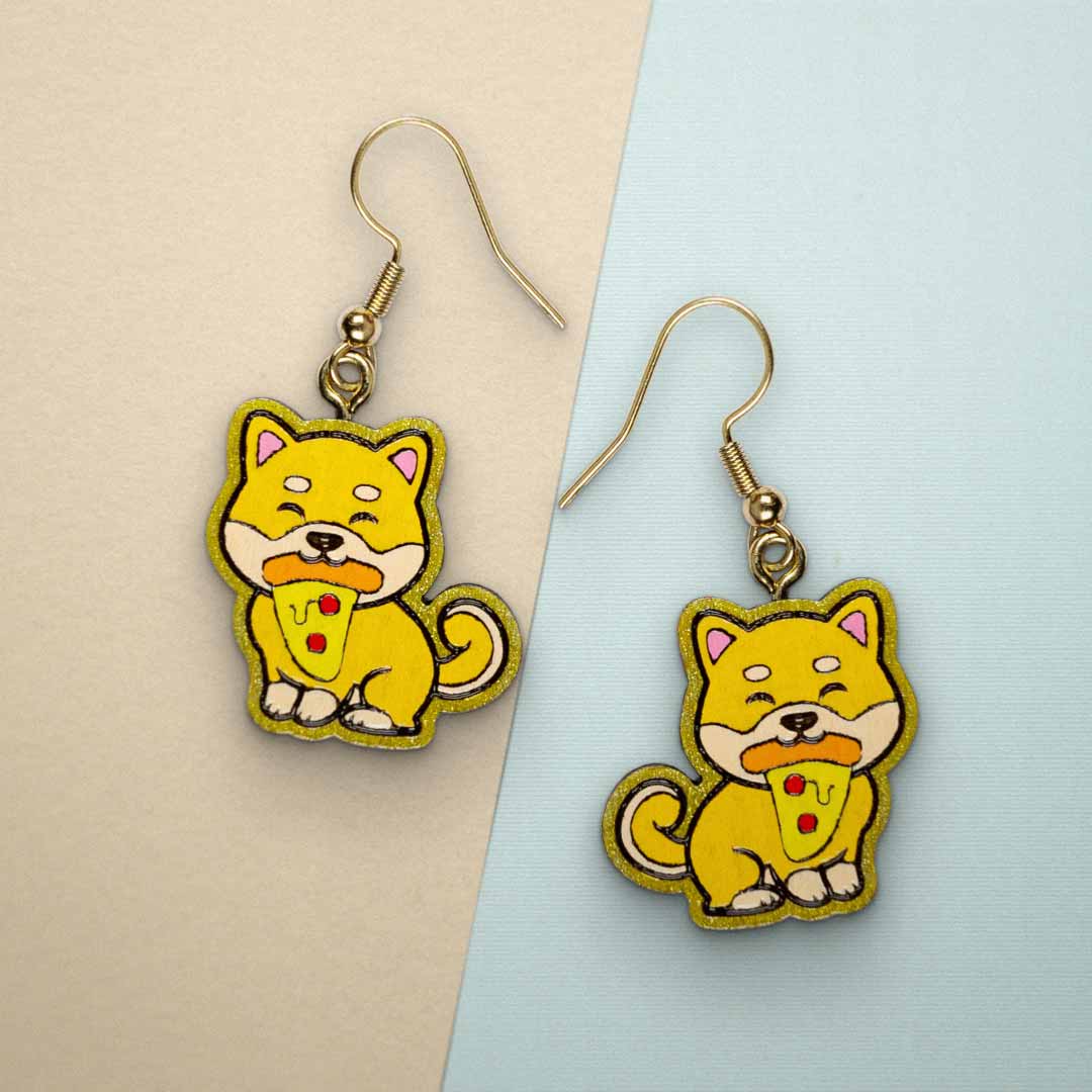 Boucles d'oreilles Shiba Pizza