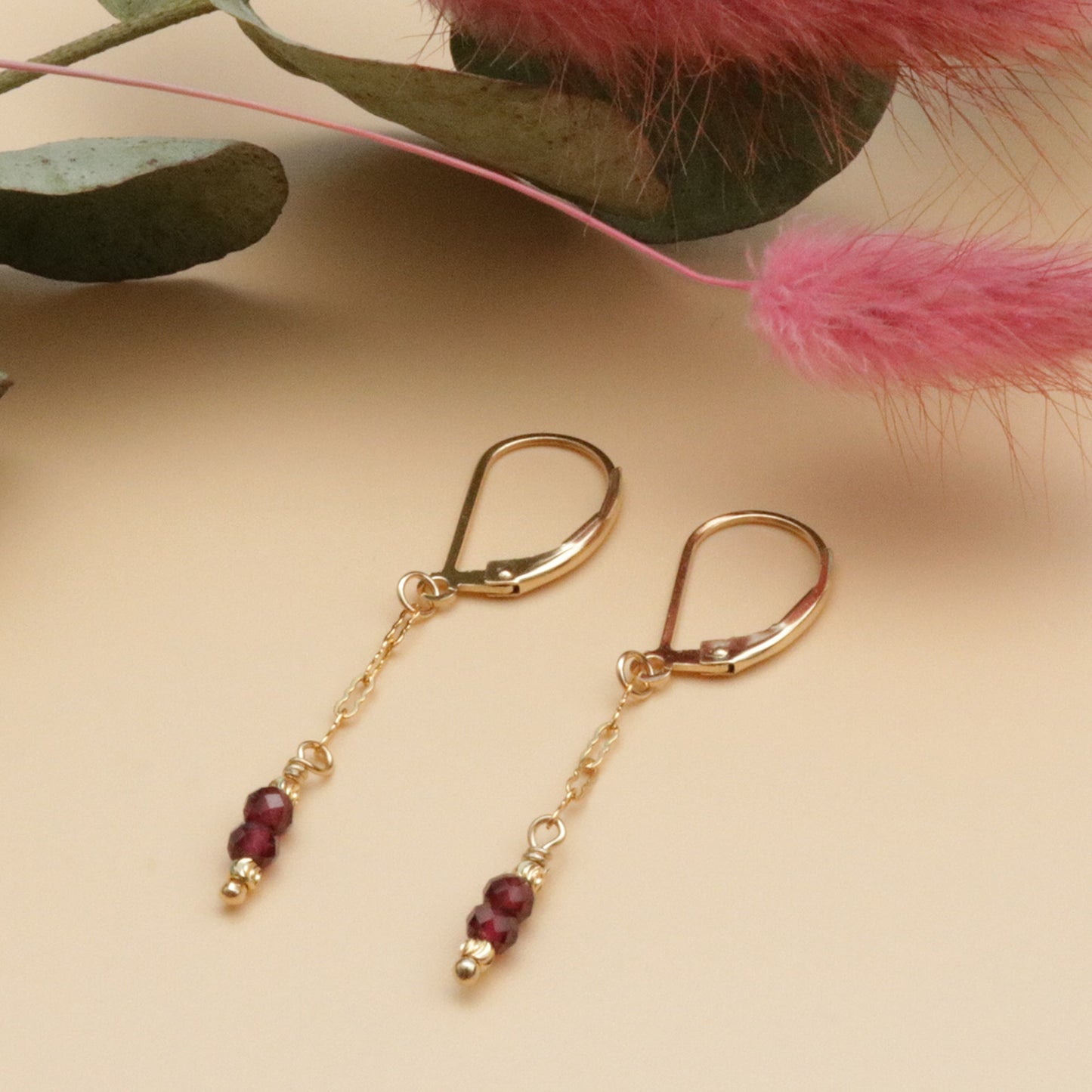 Boucles d'oreilles Céleste en grenat