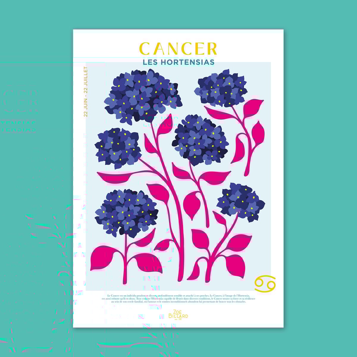Affiche Cancer - Les Hortensias