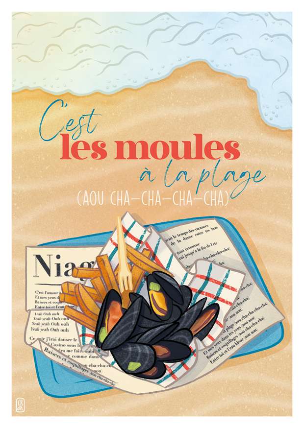 Carte C’est les moules à la plage (Aou Cha-cha-cha-cha)