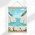 Toile finie Diamond Painting Stiniva Beach avec strass brillants, prête à être encadrée et exposée.