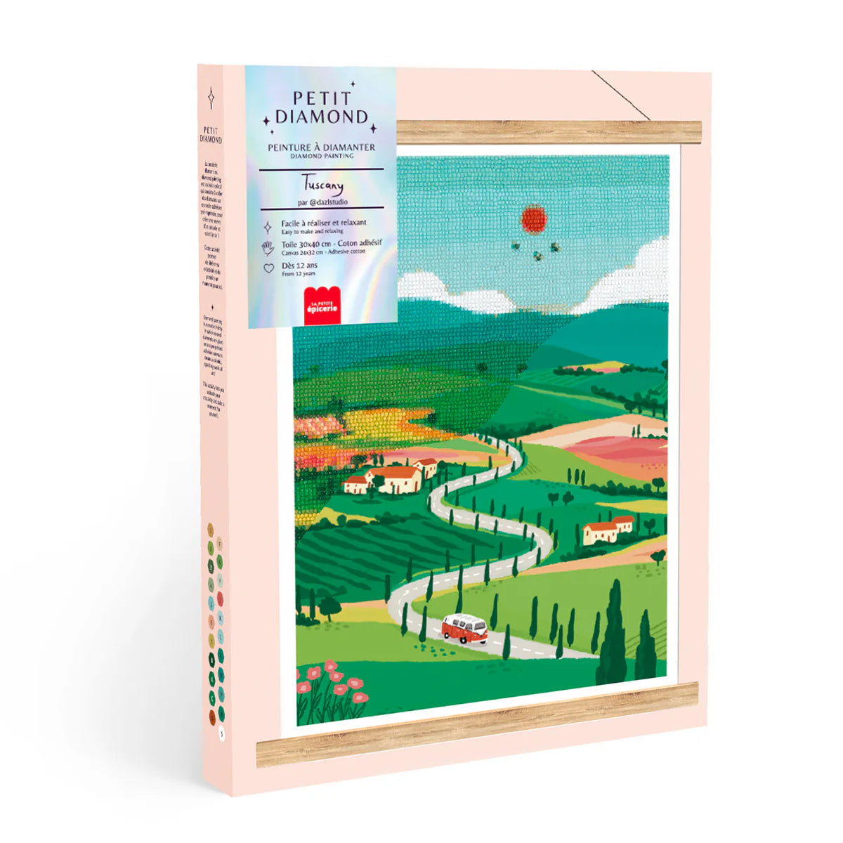 Coffret « Petit Diamond – Diamond Painting Tuscany » avec packaging complet, kit DIY prêt à créer.