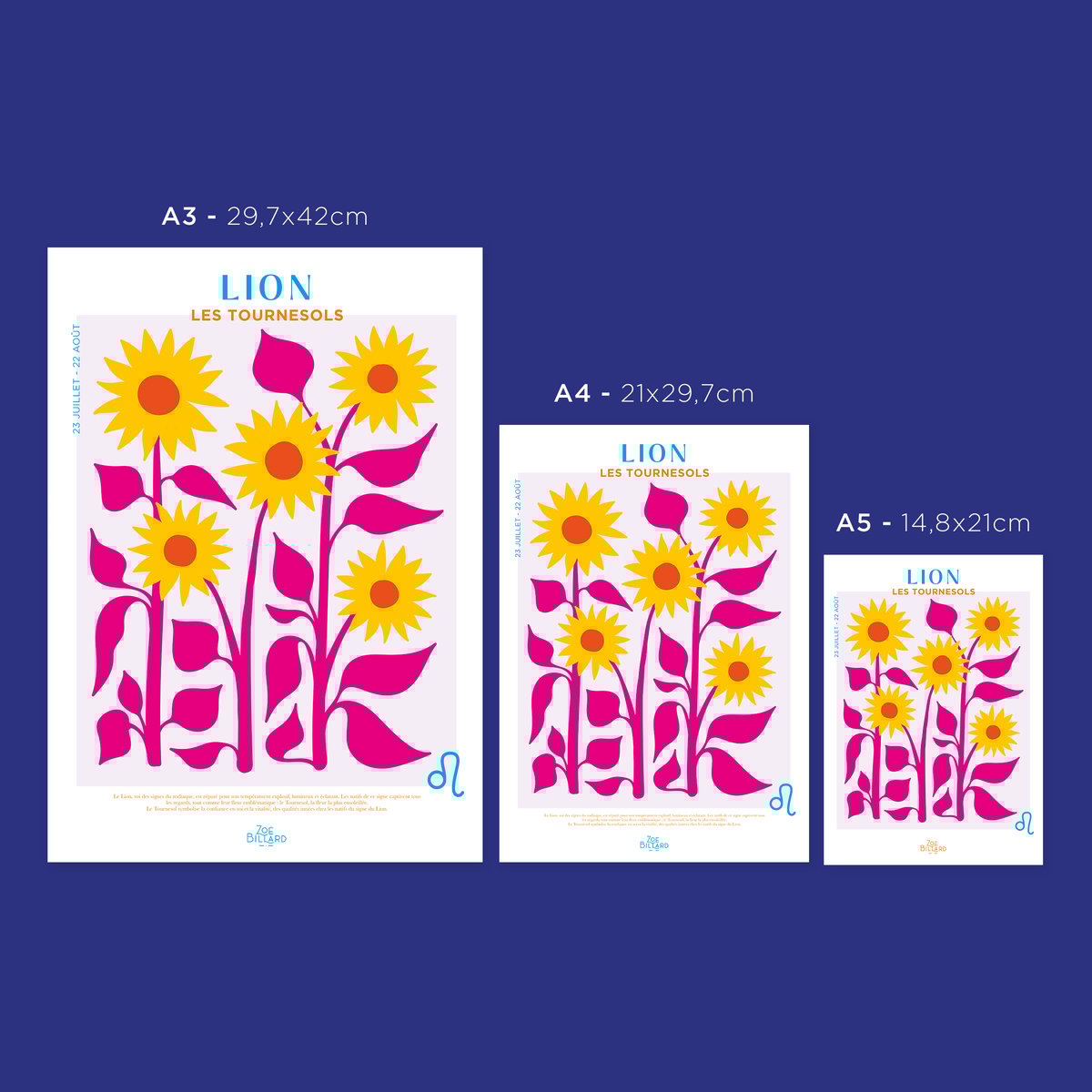 Affiche Lion - Les Tournesols