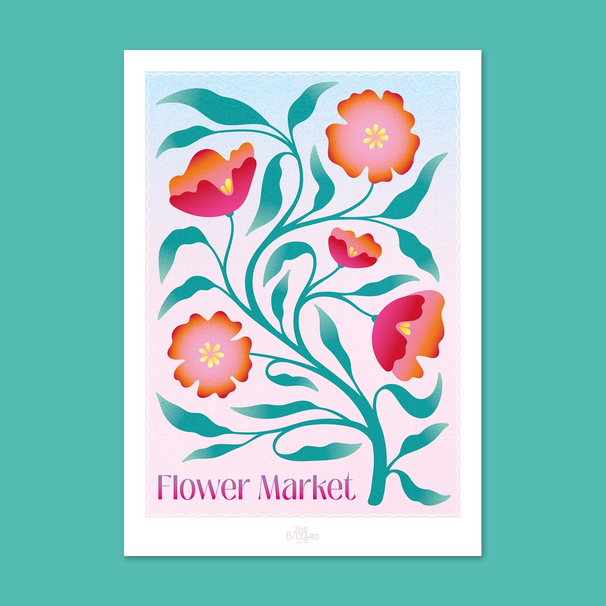 Flower Market Orange Poster