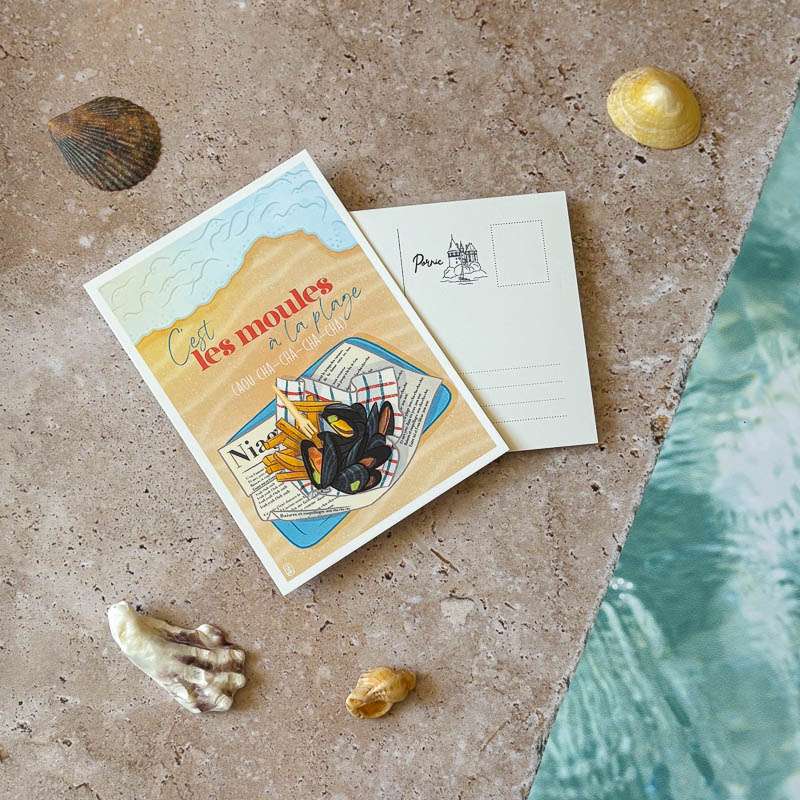 Carte C’est les moules à la plage (Aou Cha-cha-cha-cha)