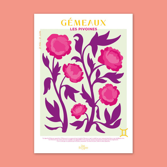 Affiche Gémeaux - Les Pivoines