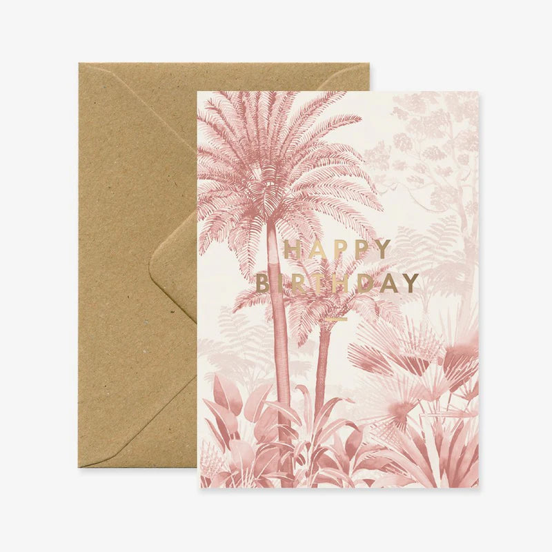 Carte - Happy Birthday - Forêt rose