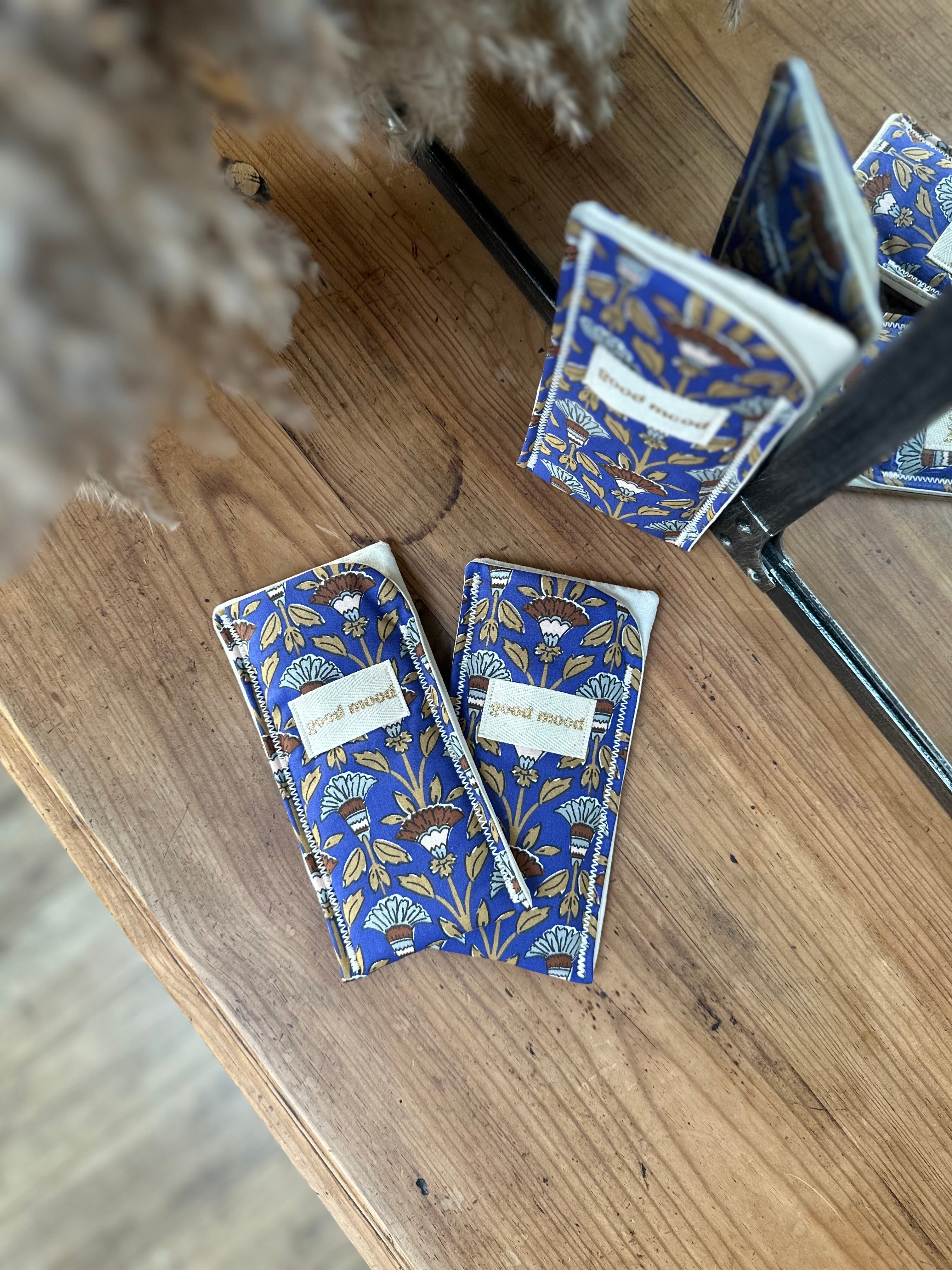 Etui à lunettes Indie Bleu/Ecru