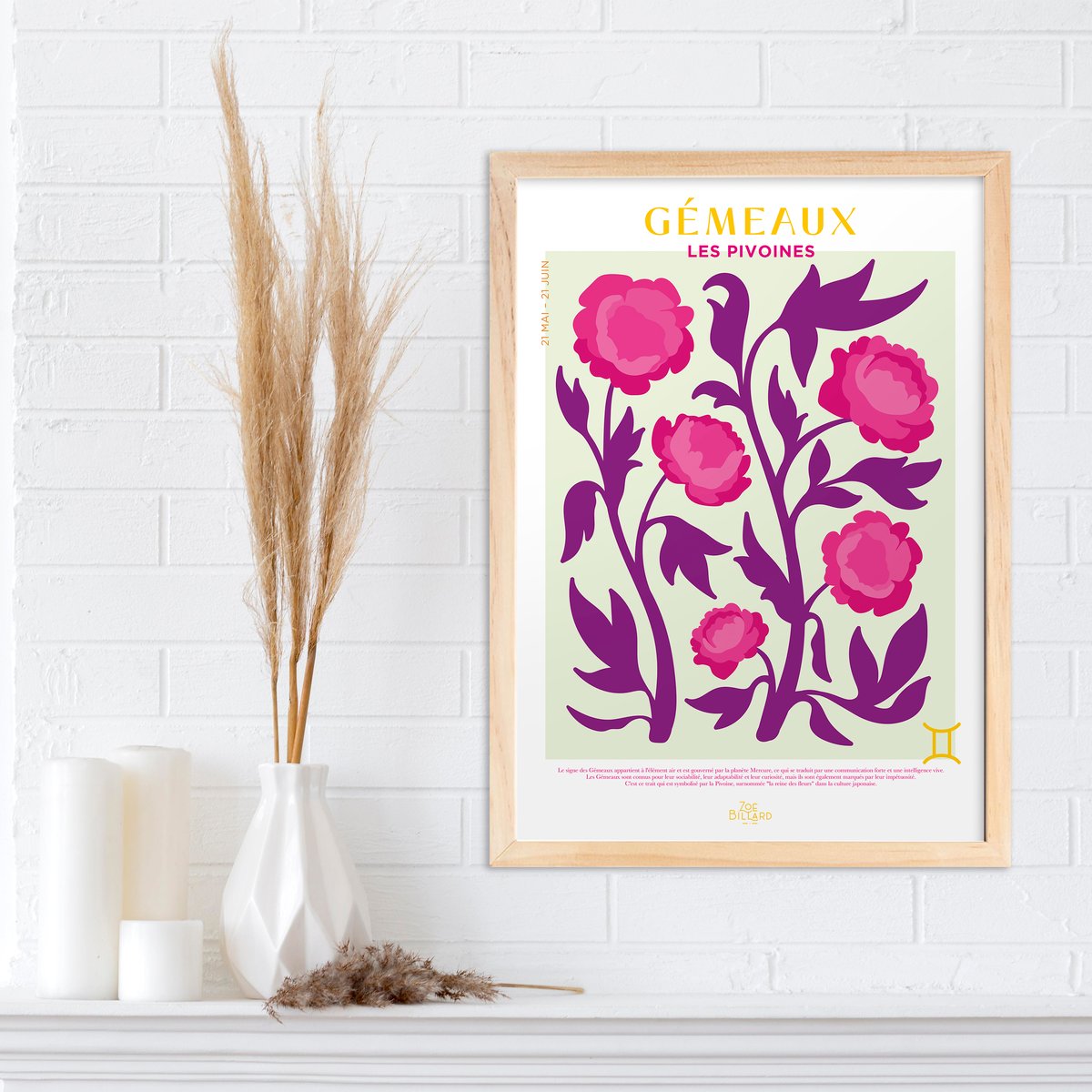Affiche Gémeaux - Les Pivoines