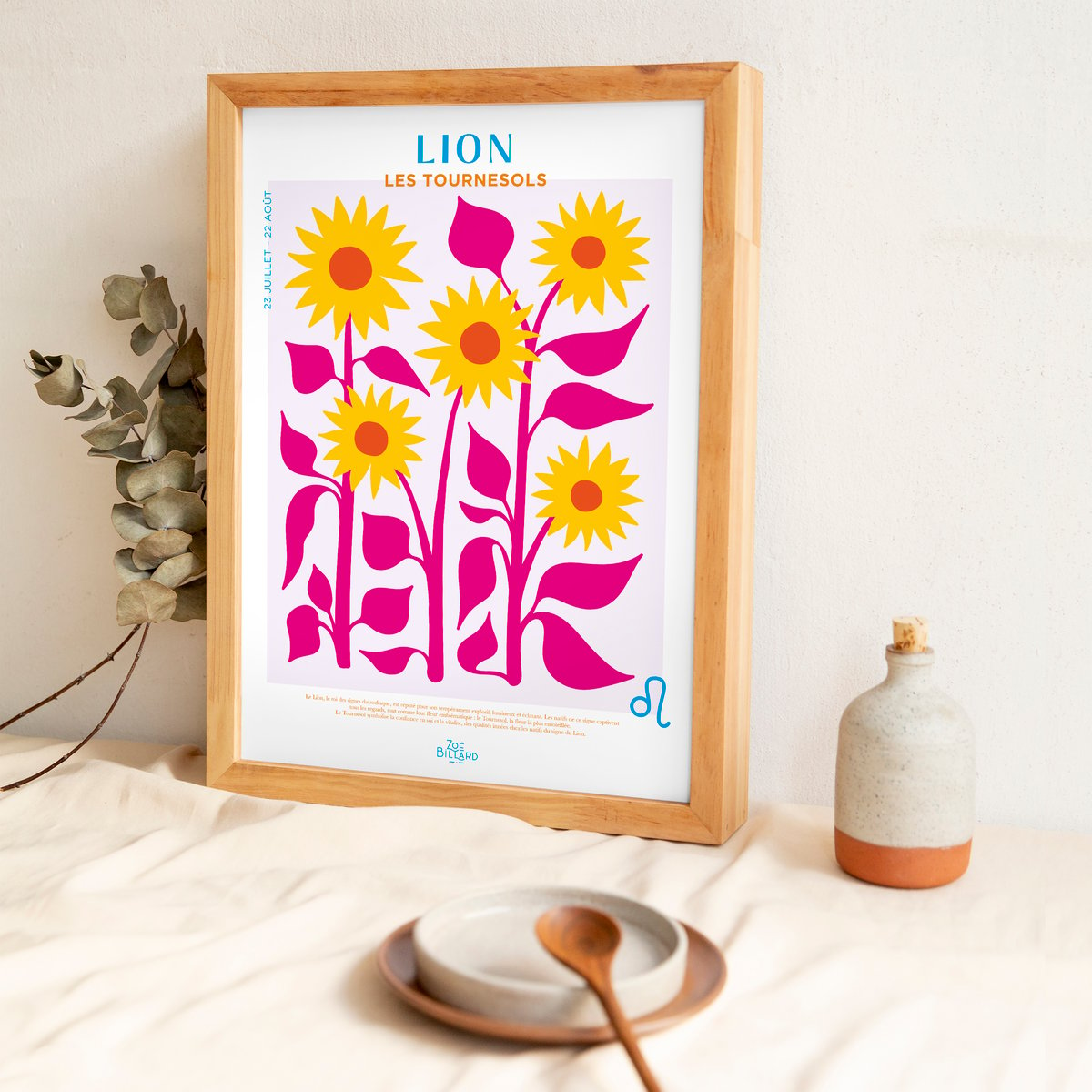 Lion Poster - Sunflowers