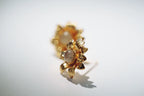 Boucles d'oreilles puces fleurs et pierre labradorite