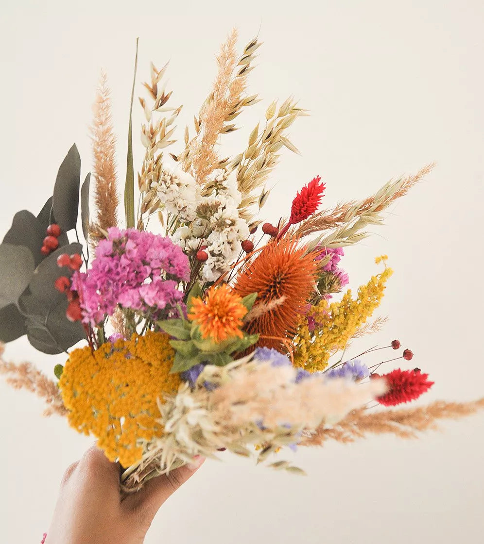 Harlequin dried flower bouquet