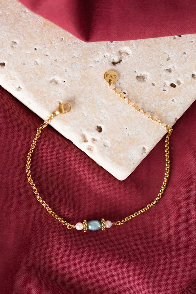Calypso Bracelet - White and Blue Freshwater Pearls