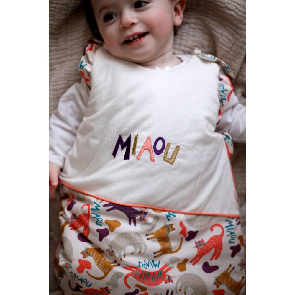 Sleeping bag T1: 0-12 months Cat Power Girl embroidered