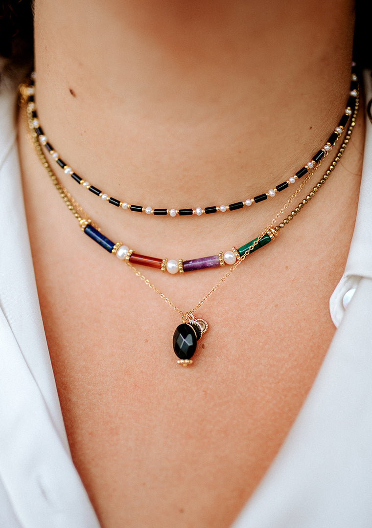 Lina Necklace - Black Tinted Jade