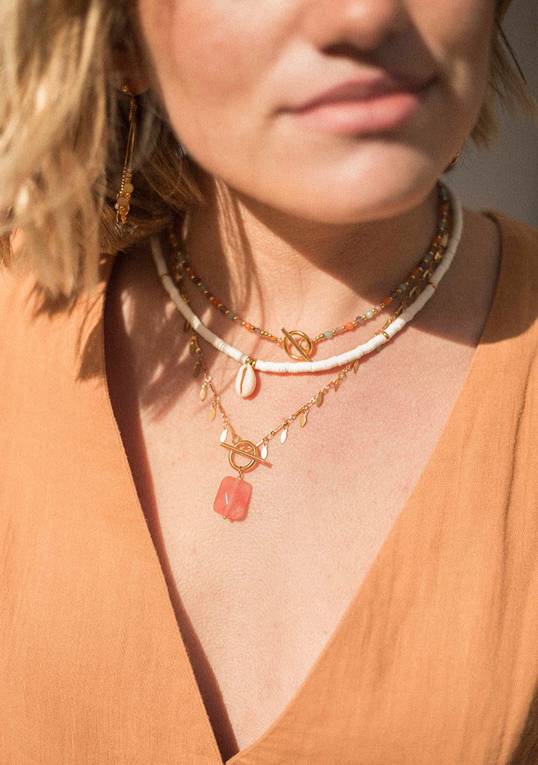 Lou Necklace - Cherry Quartz