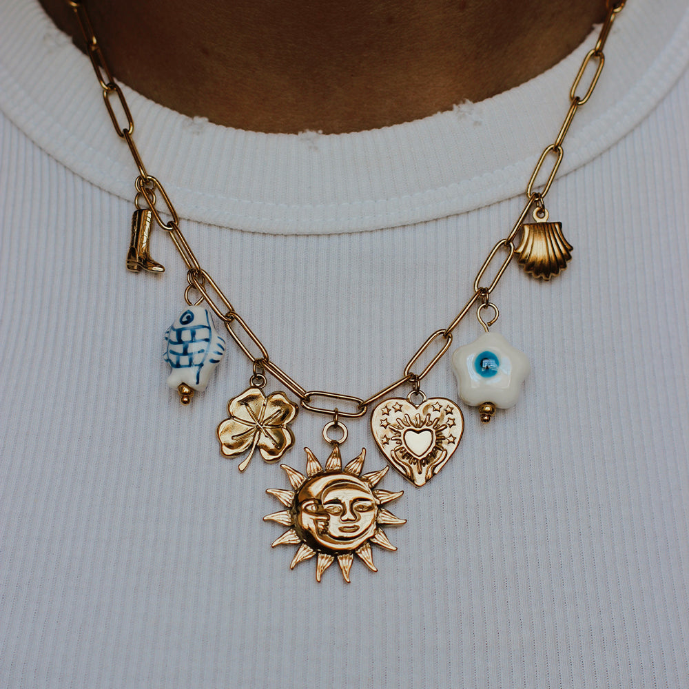 Gypso necklace 5 charms - fine chain