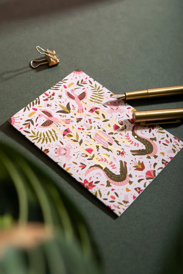 Carte - Happy birthday pink croco