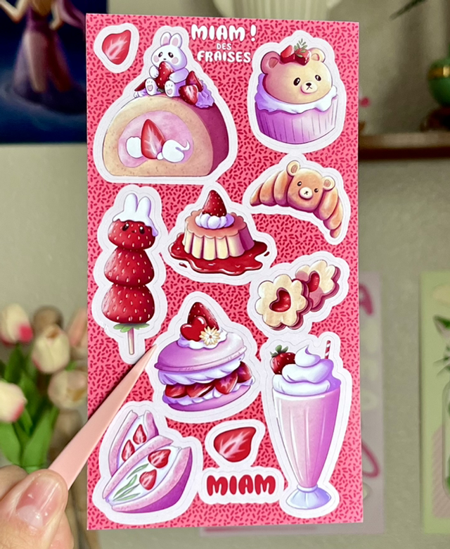 Planche de stickers Miam ! Des fraises