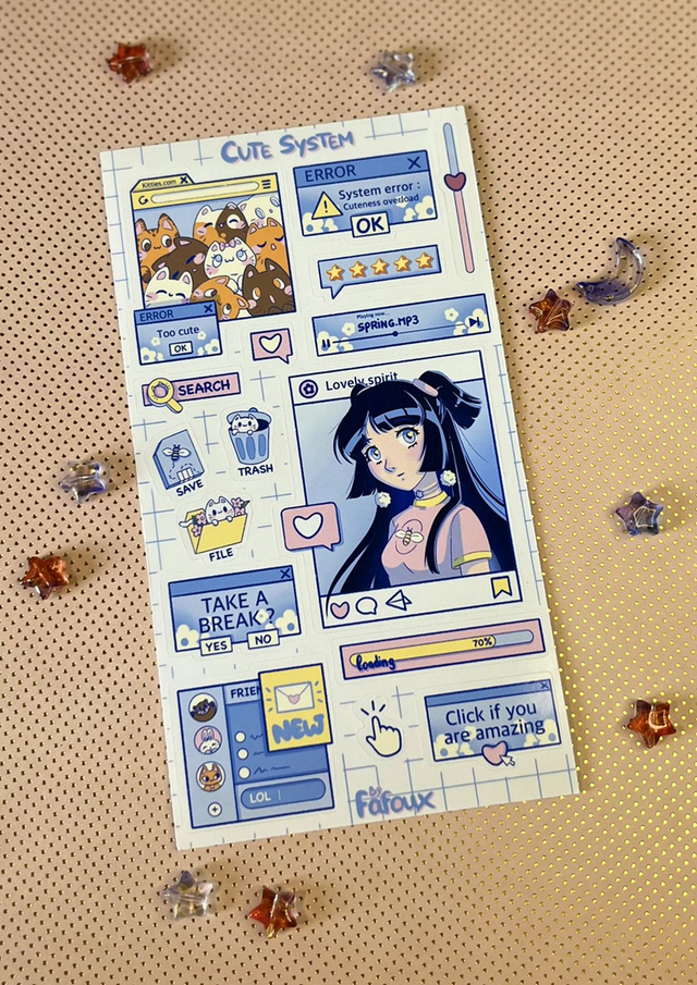 Planche de stickers Cute system