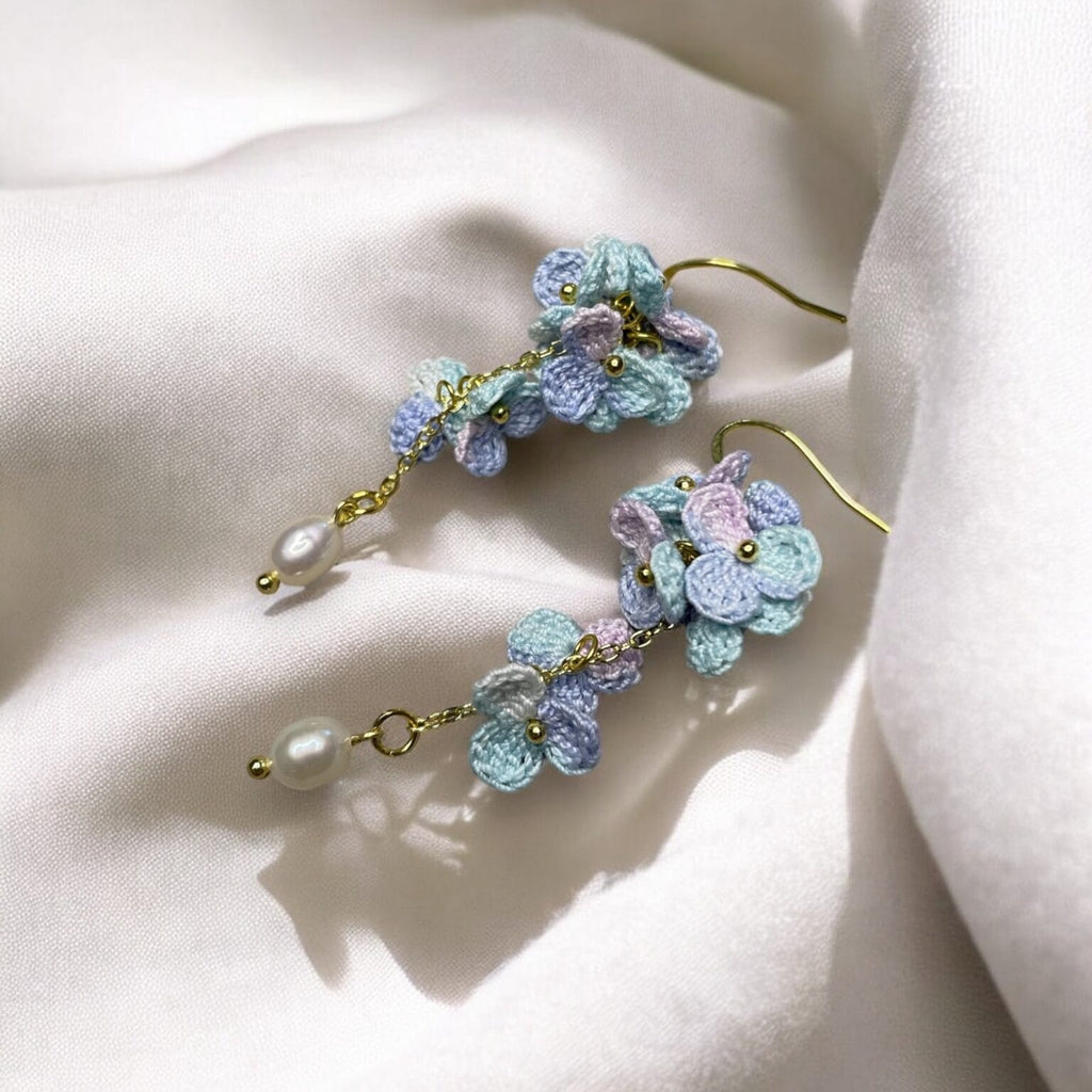 Boucles d’oreilles Hortensia- Perles de culture
