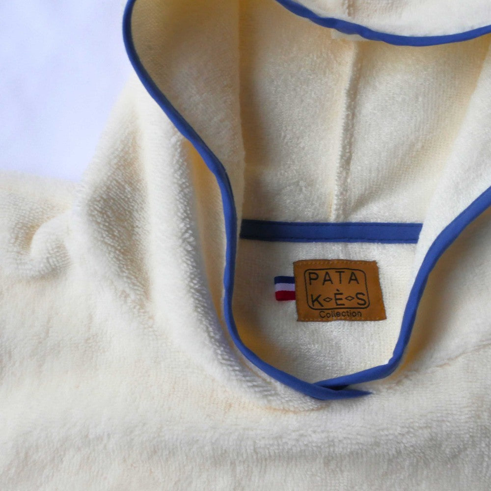 Poncho éponge de Bambou Beige/Bleu