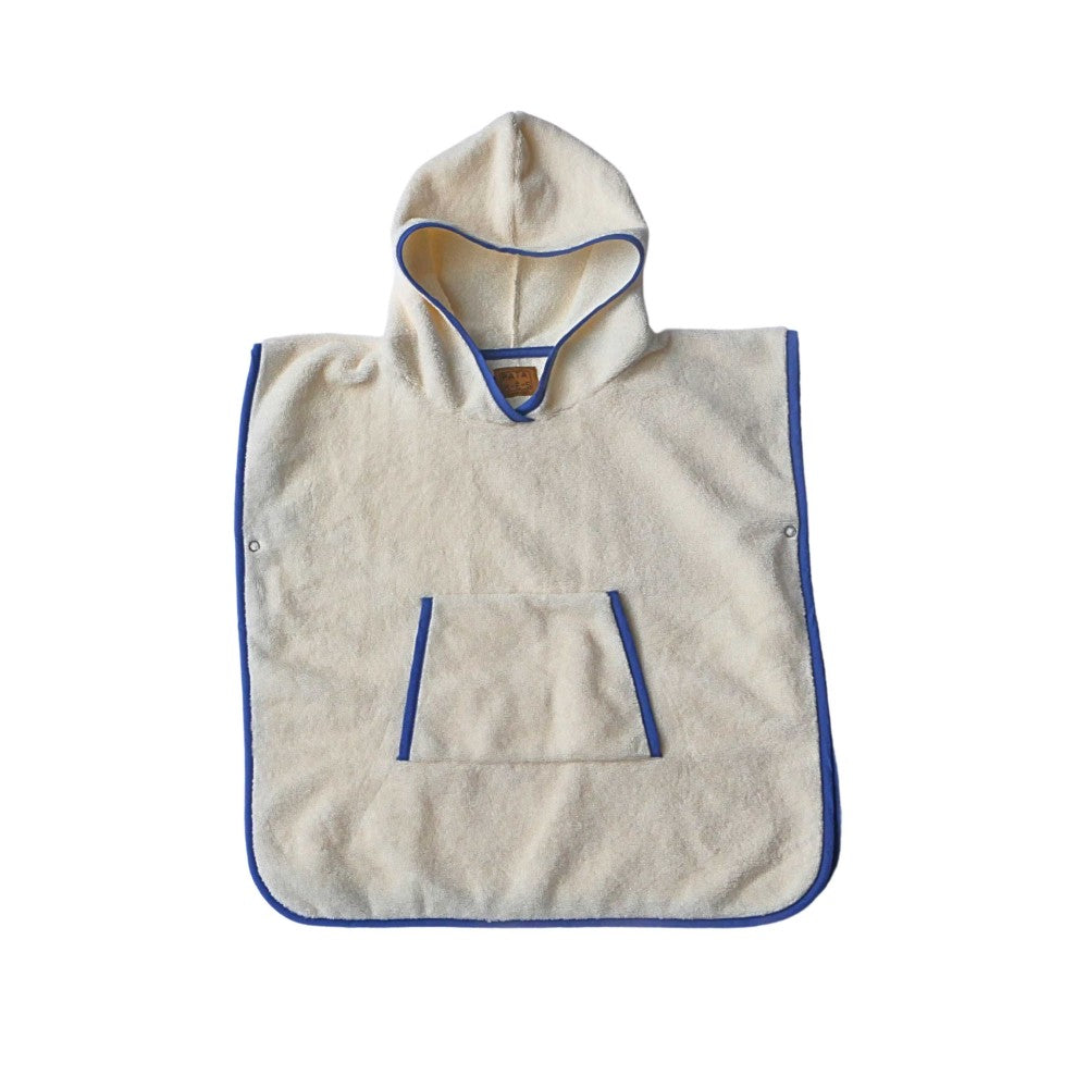 Poncho éponge de Bambou Beige/Bleu