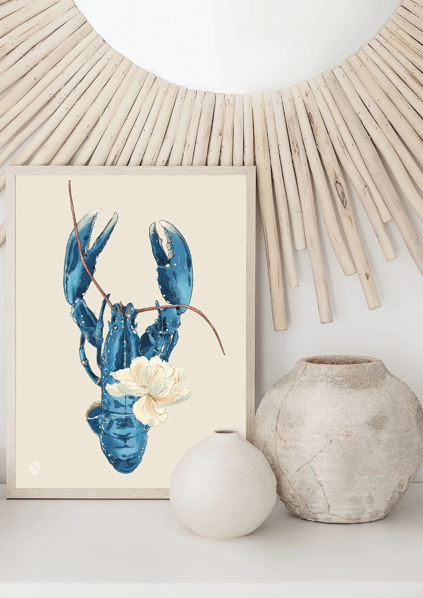 Affiche Floral blue lobster