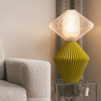 Lampe à poser 'Marie-Lee' kaki clair – câble rouge & blanc